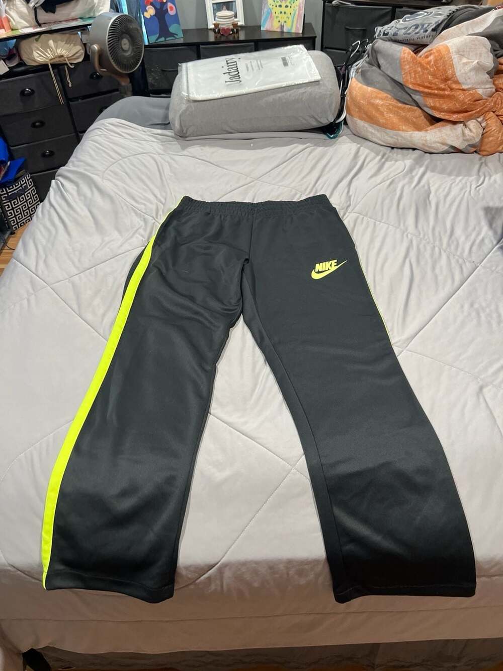 Nike Therma-FIT Dark Grey/Black and Volt Neon Green Side Stripe Track Pants
